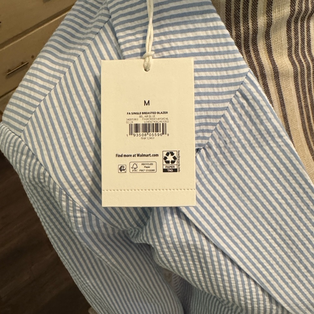 Striped Blue Blazer for Women - Picture 2 of 5